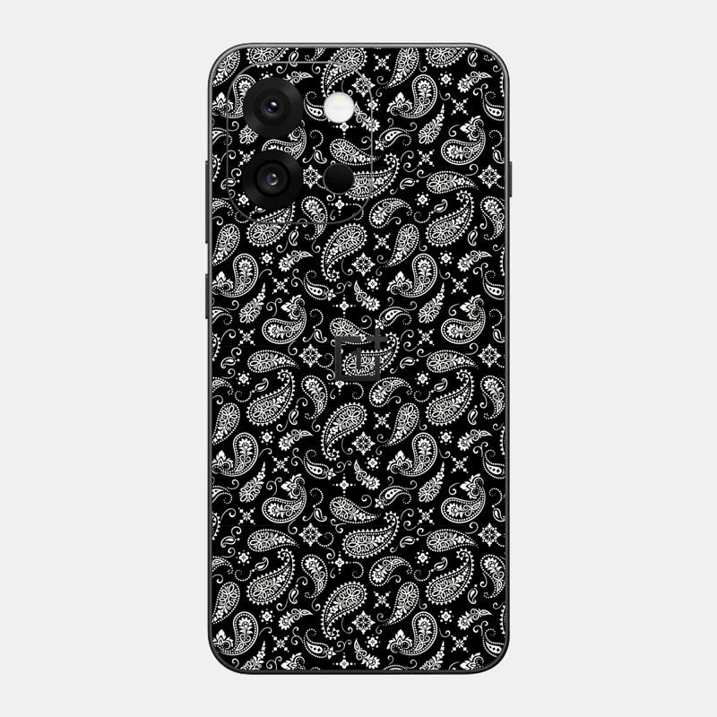 Black Paisley Glass Back