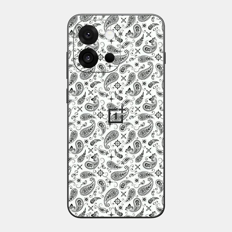 White Paisley Glass Back