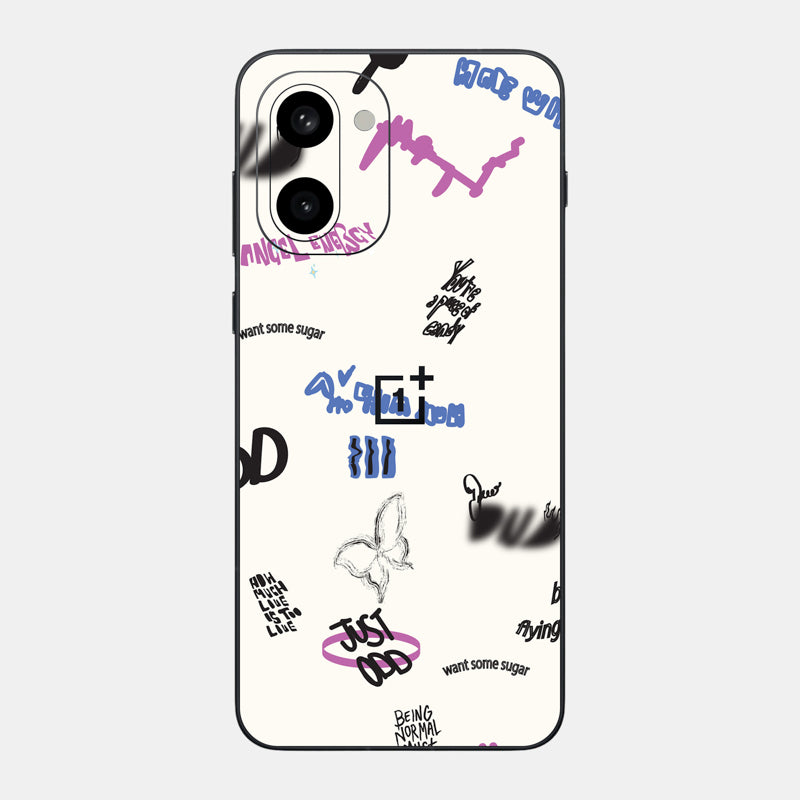 Beige Scribble Glass Back