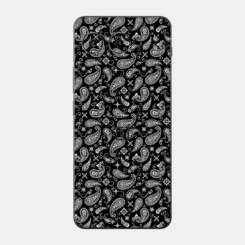 Black Paisley Glass Back