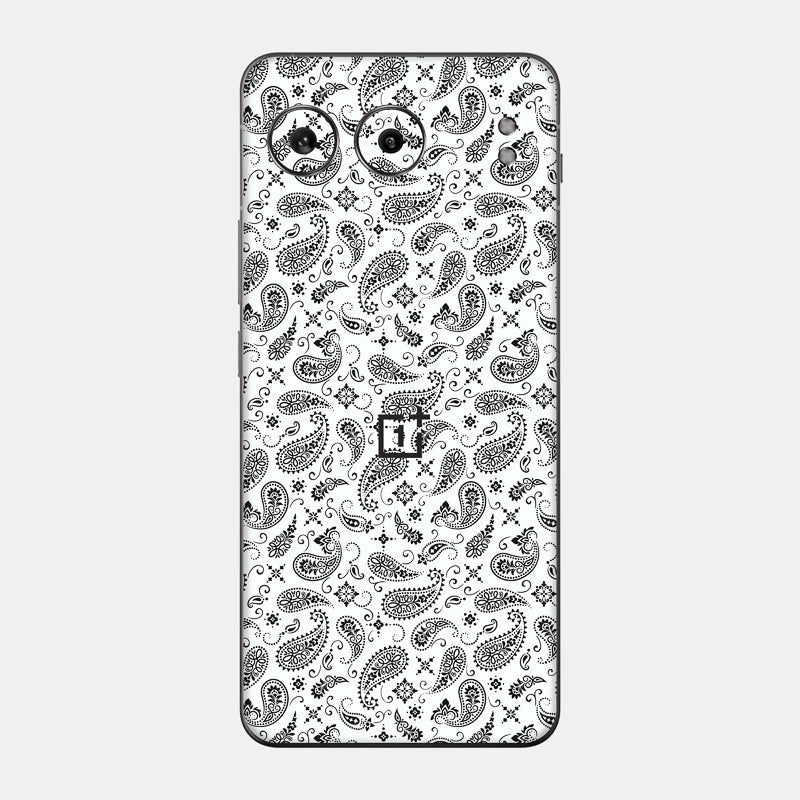 White Paisley Glass Back