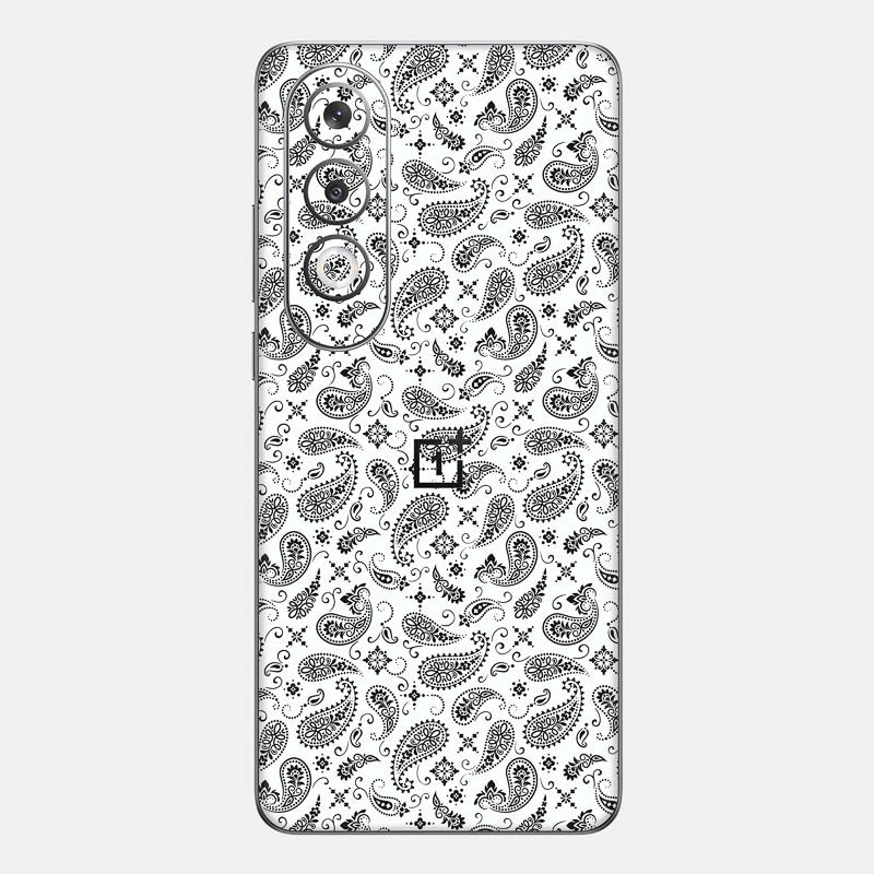 White Paisley Glass Back