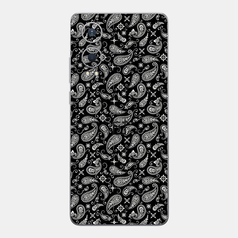 Black Paisley Glass Back