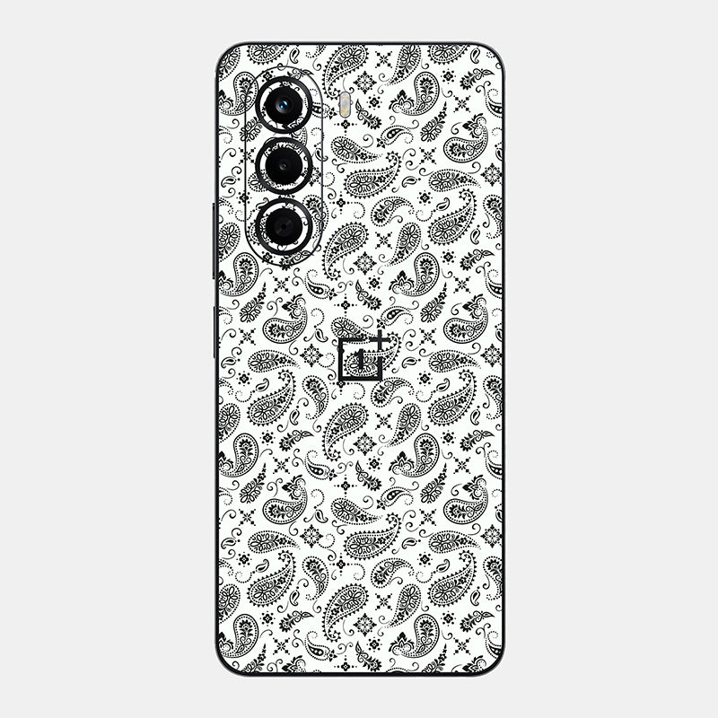 White Paisley Glass Back