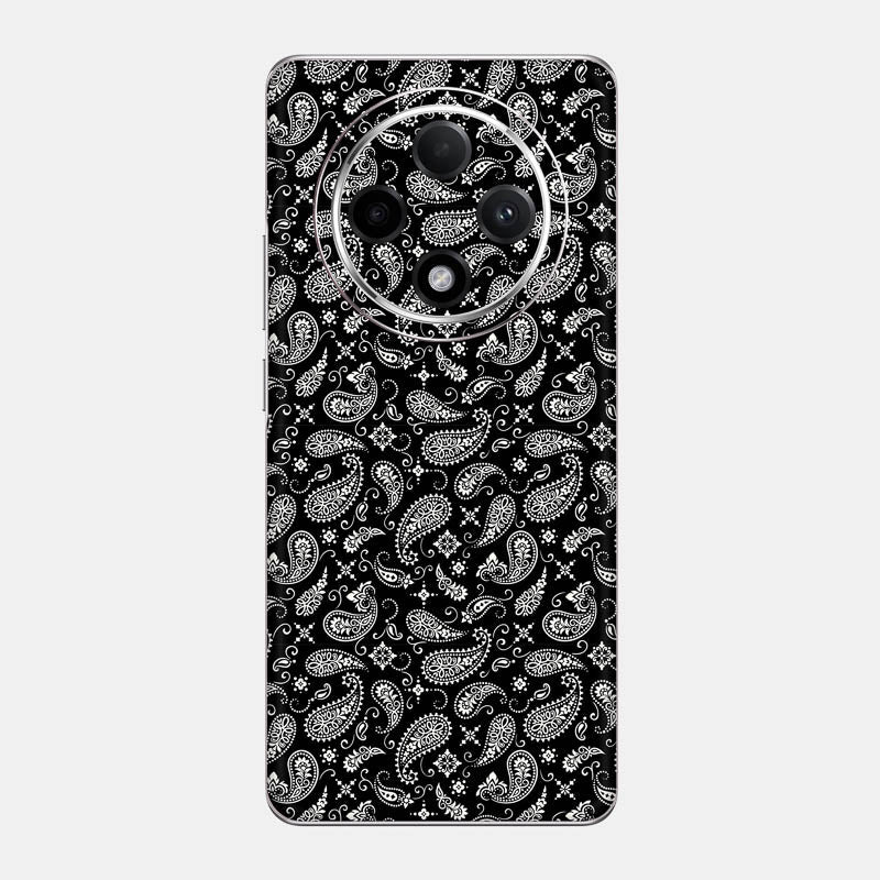 Black Paisley Glass Back