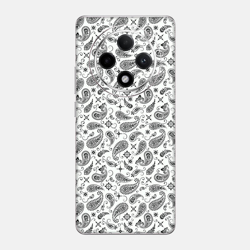 White Paisley Glass Back