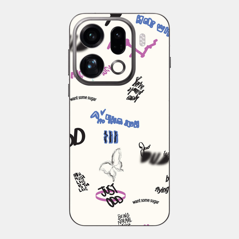 Beige Scribble Glass Back