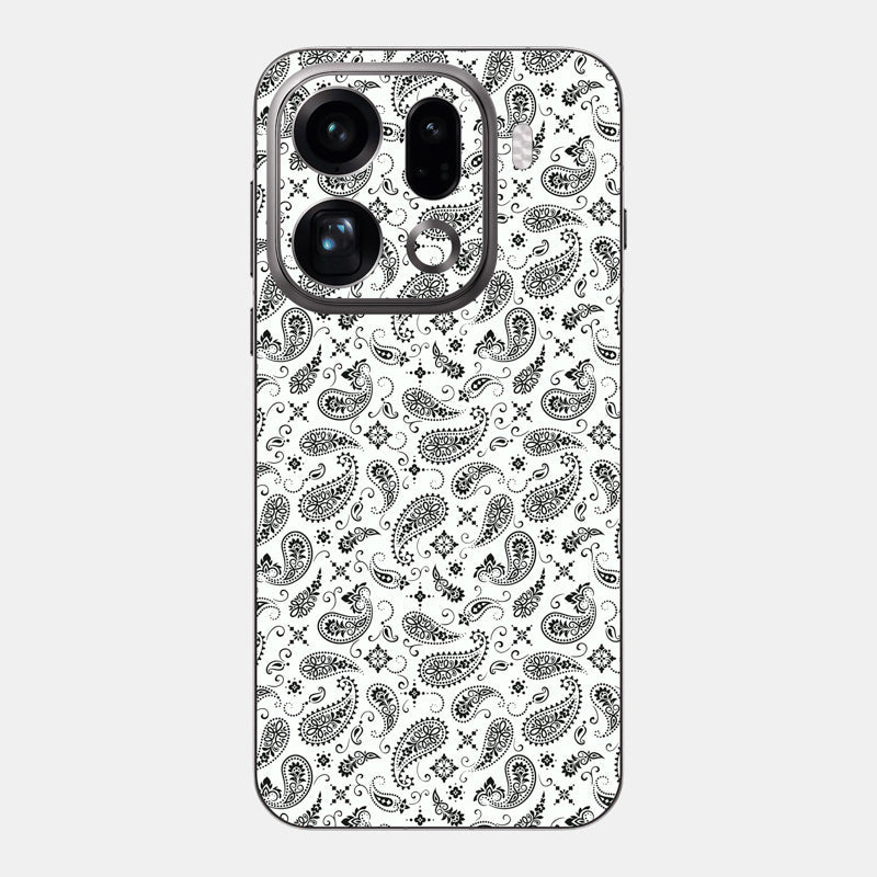 White Paisley Glass Back