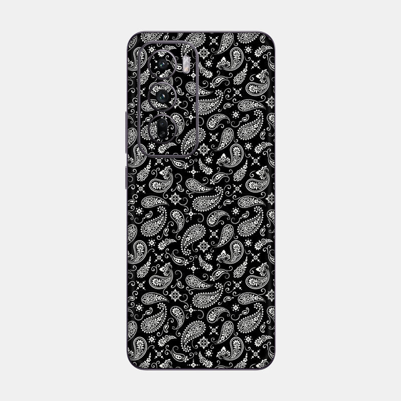 Black Paisley Glass Back