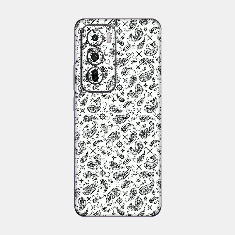 White Paisley Glass Back