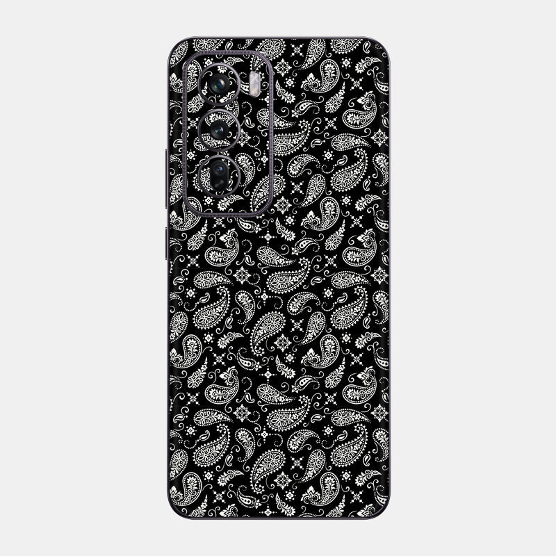 Black Paisley Glass Back