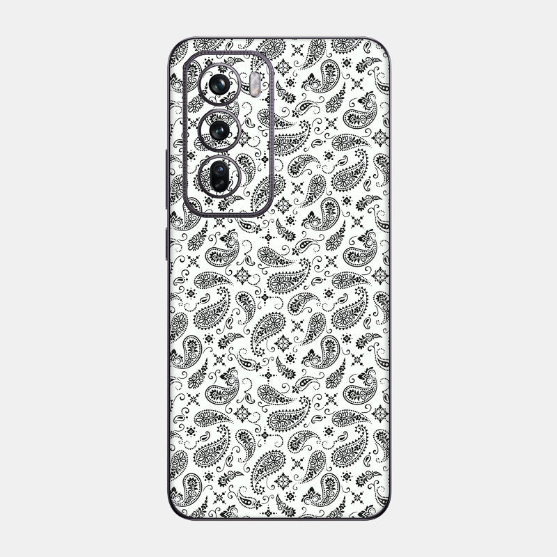 White Paisley Glass Back