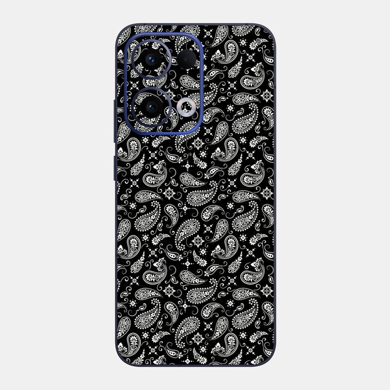 Black Paisley Glass Back