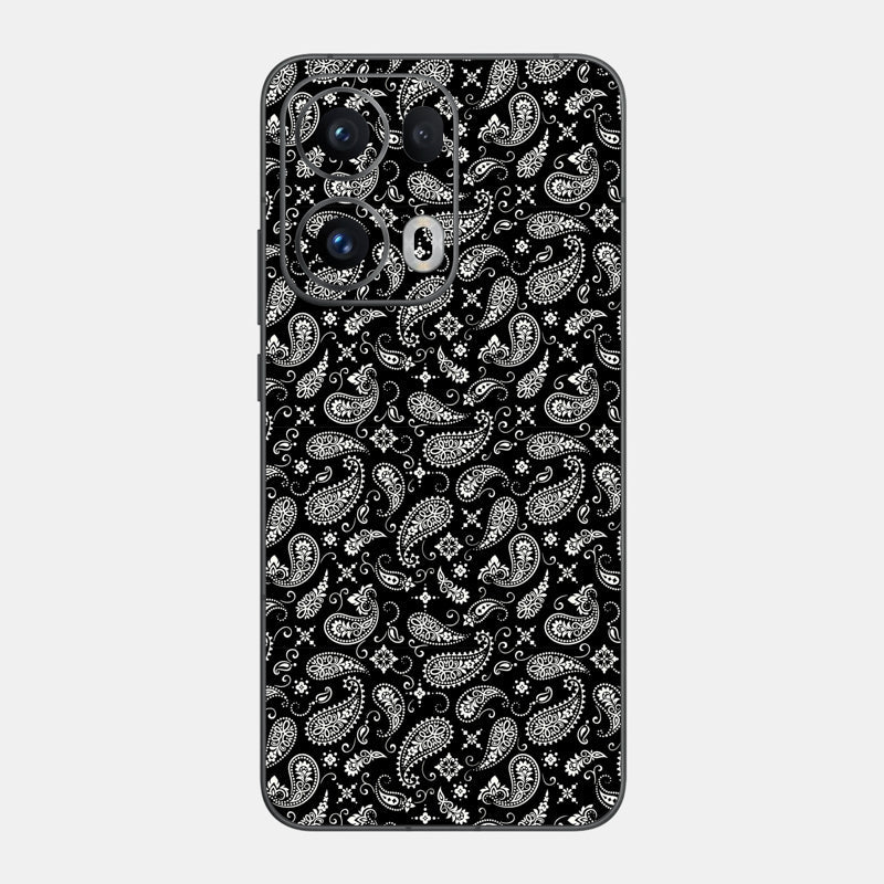 Black Paisley Glass Back