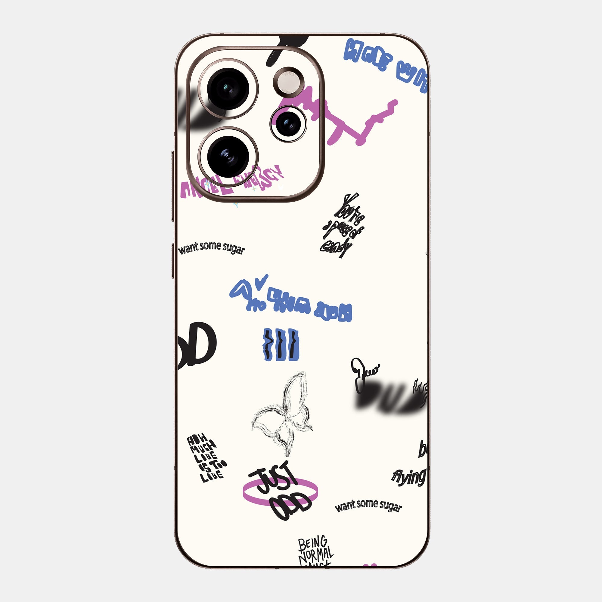 Beige Scribble Glass Back