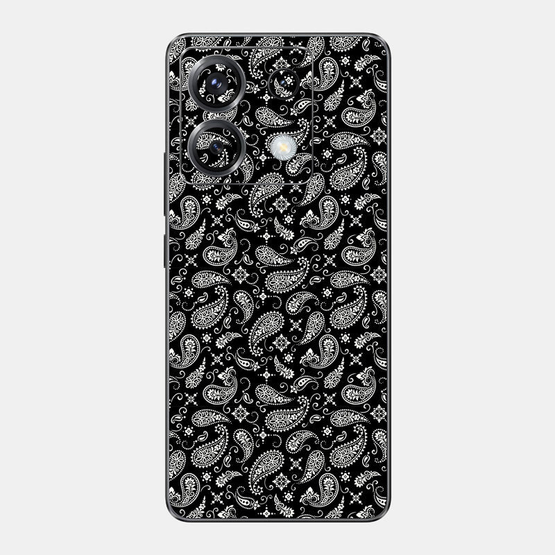 Black Paisley Glass Back