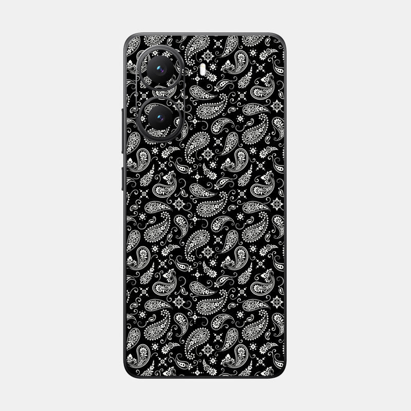 Black Paisley Glass Back