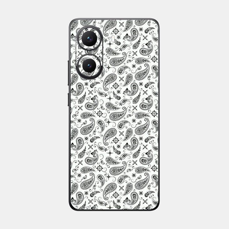 White Paisley Glass Back