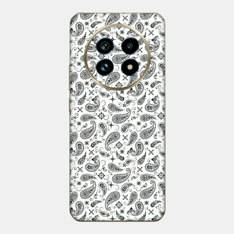 White Paisley Glass Back