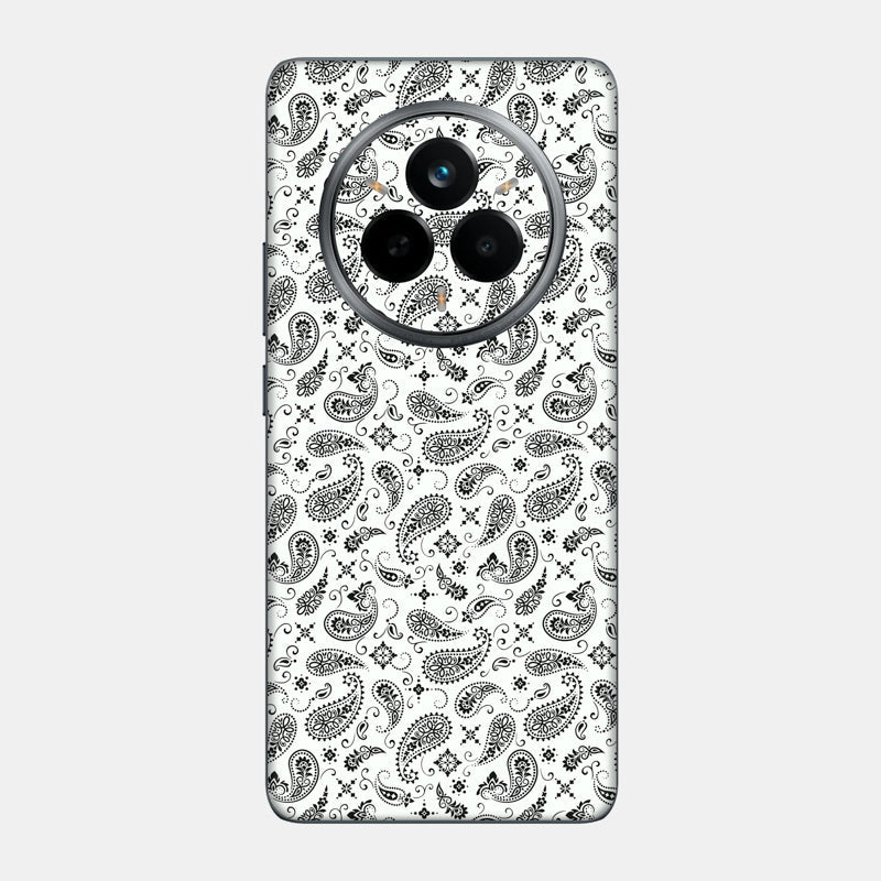 White Paisley Glass Back