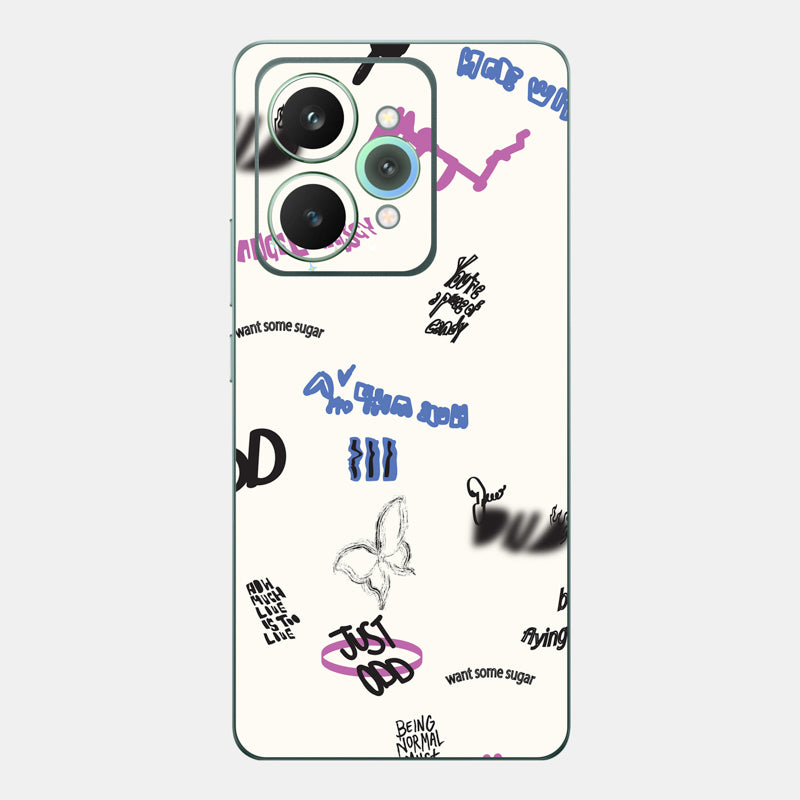 Beige Scribble Glass Back