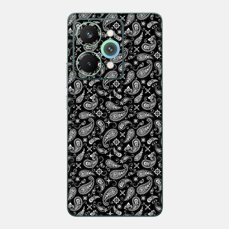 Black Paisley Glass Back