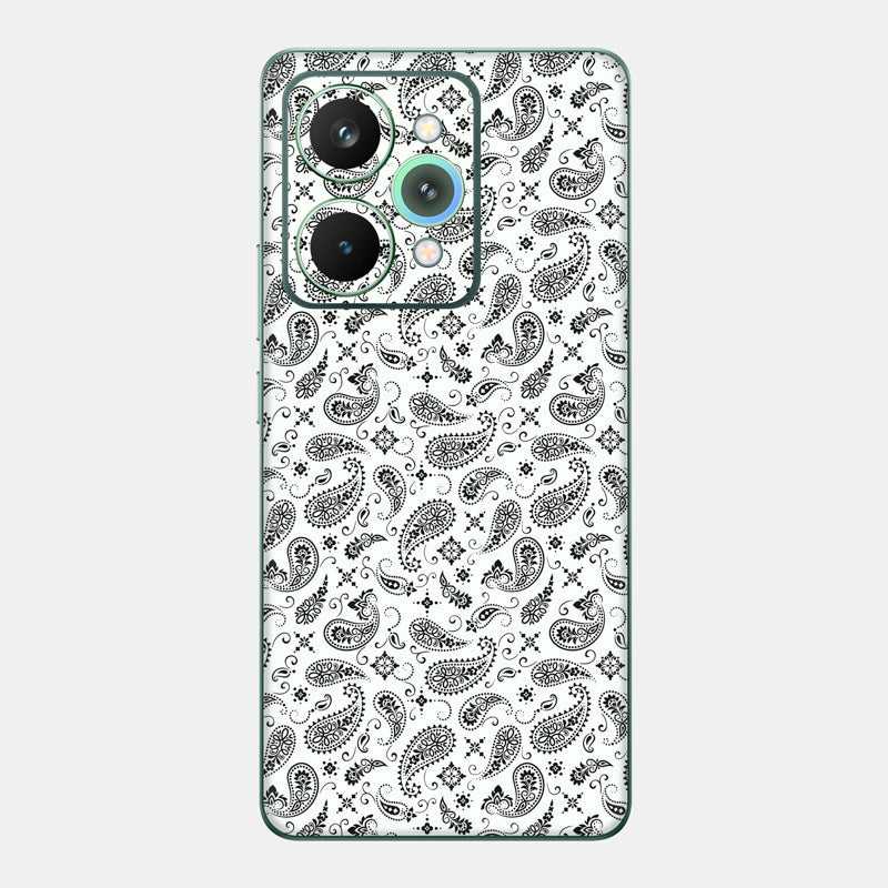 White Paisley Glass Back