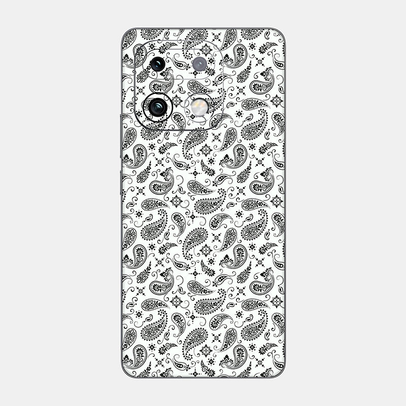 White Paisley Glass Back