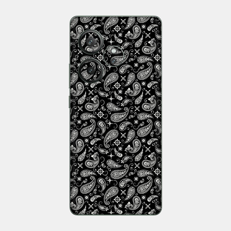 Black Paisley Glass Back