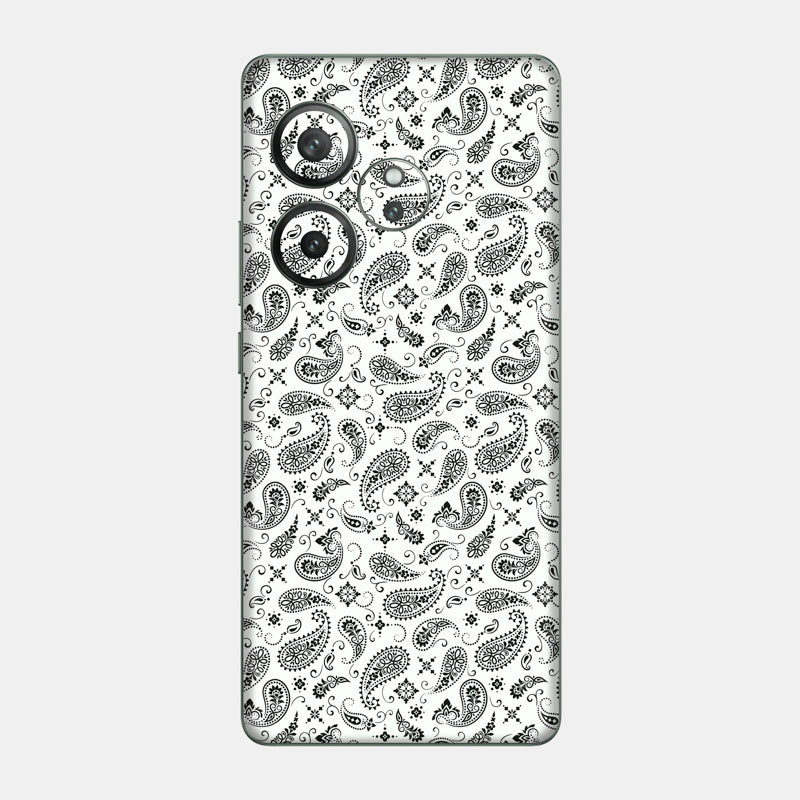 White Paisley Glass Back