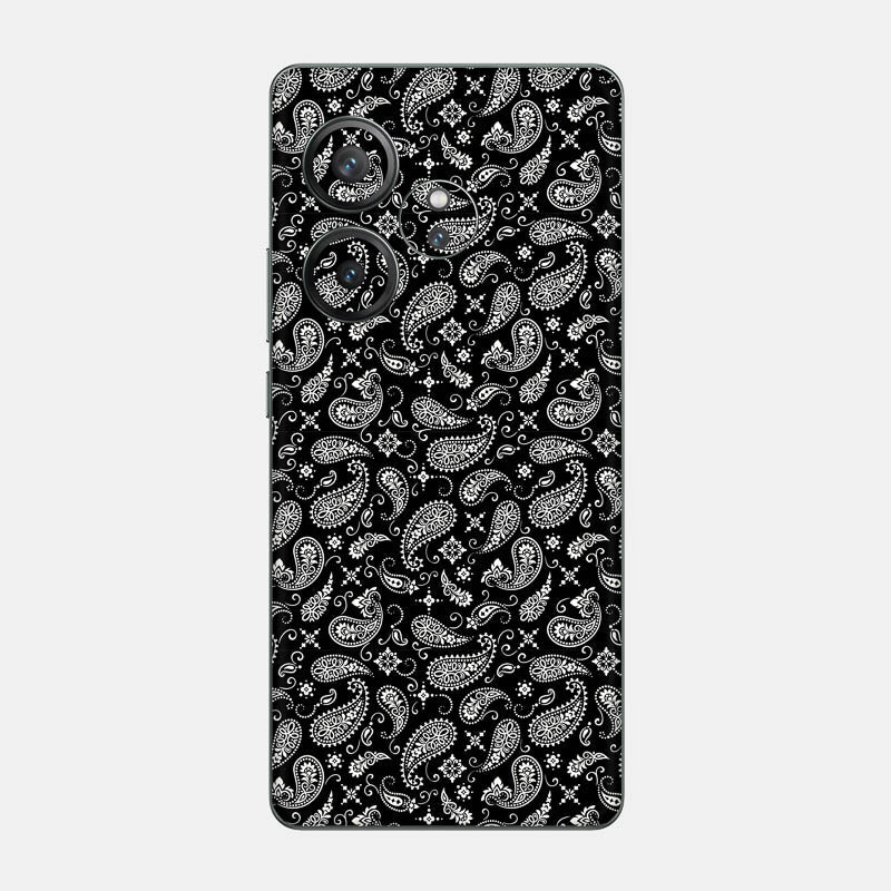 Black Paisley Glass Back