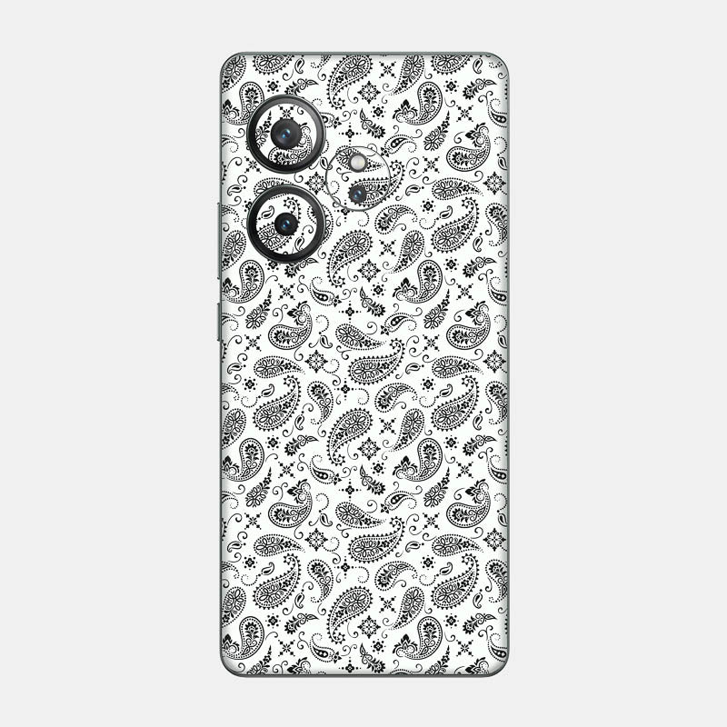 White Paisley Glass Back