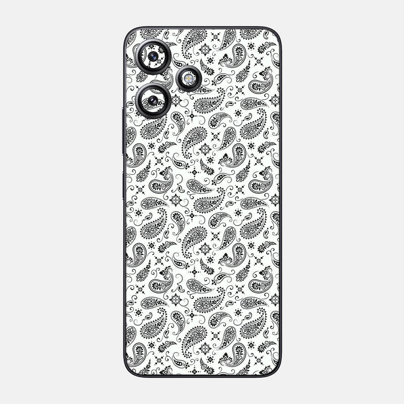 White Paisley Glass Back