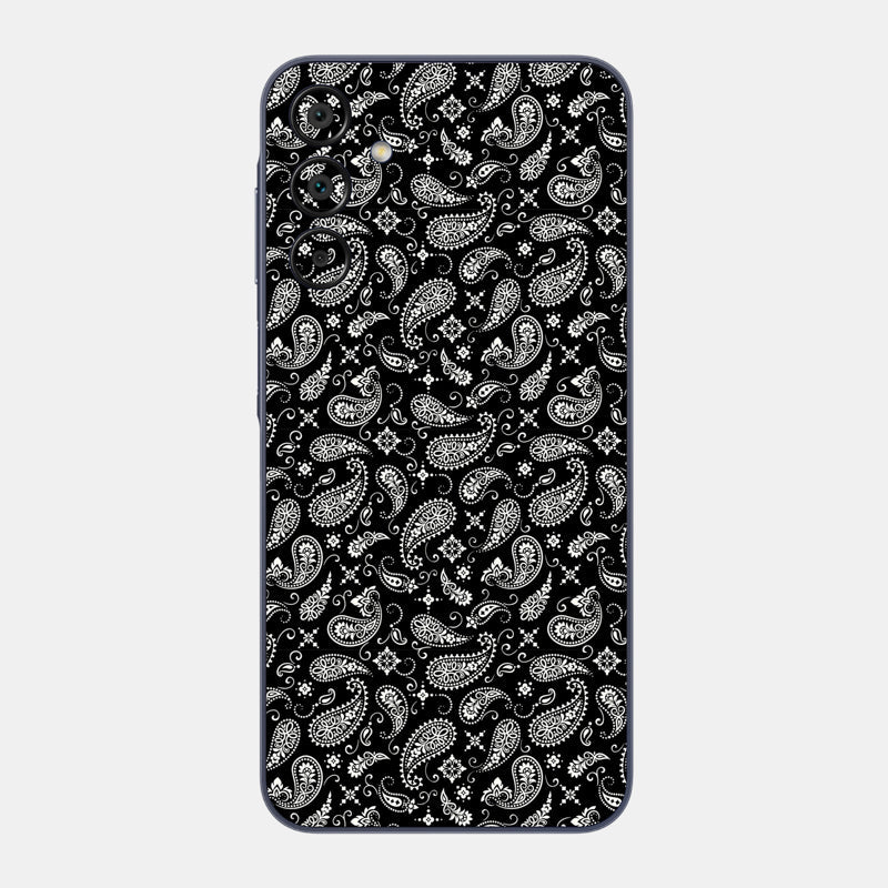 Black Paisley Glass Back