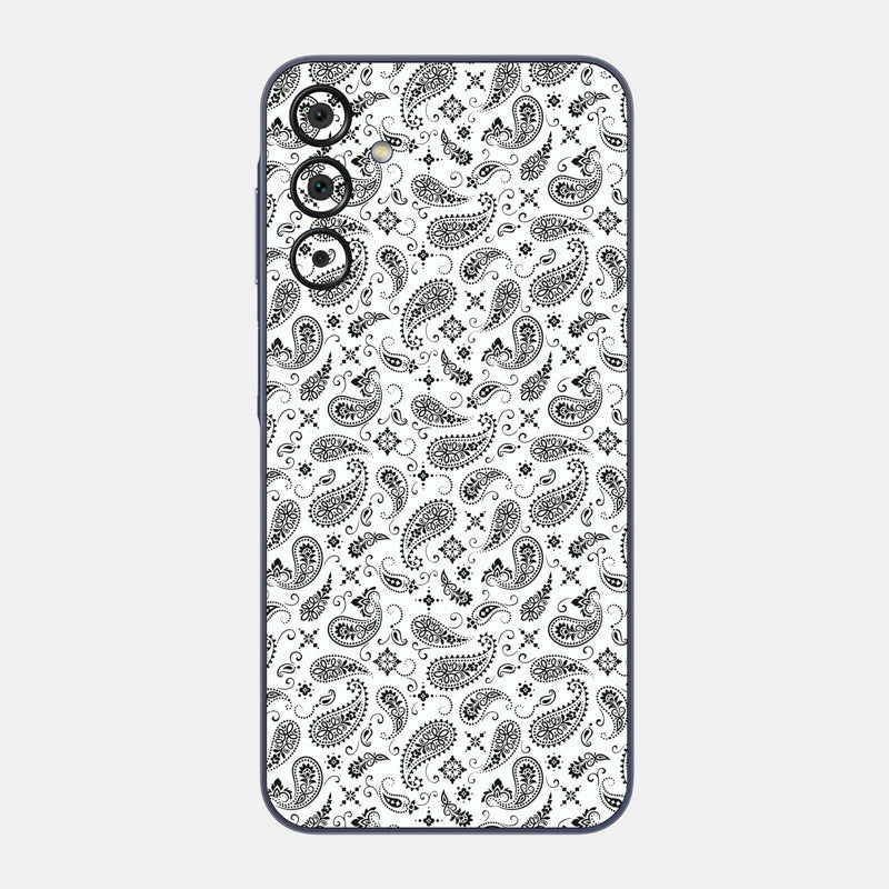 White Paisley Glass Back