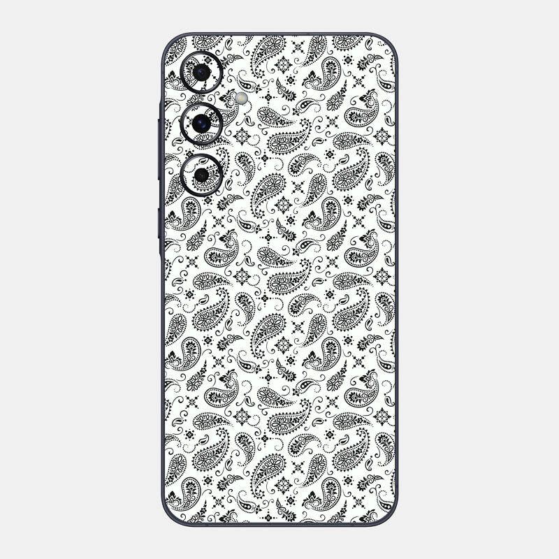 White Paisley Glass Back