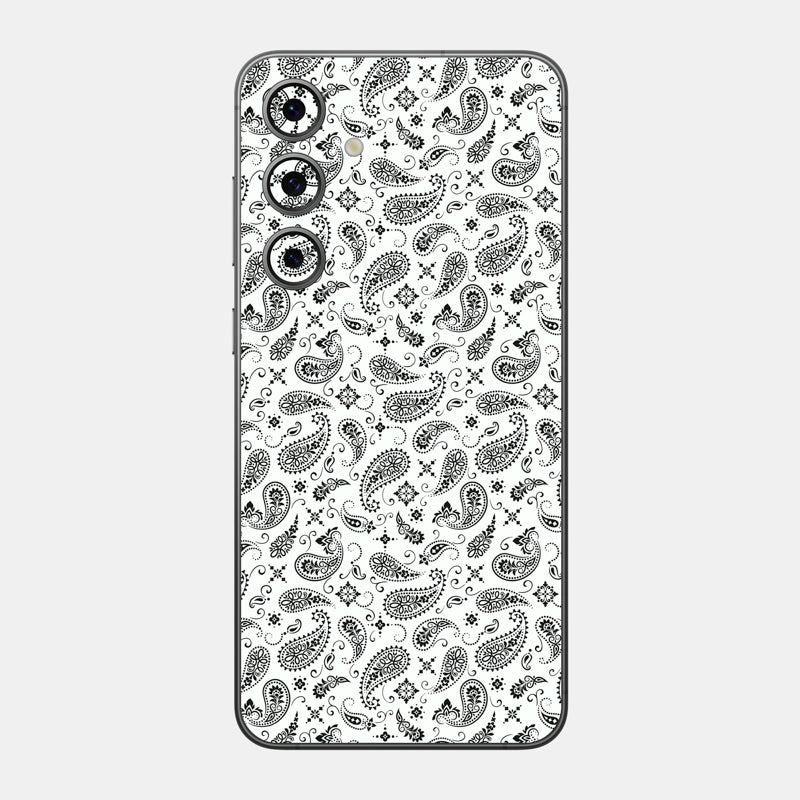 White Paisley Glass Back