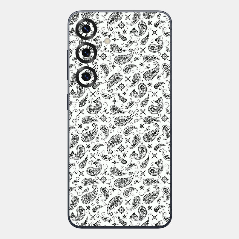 White Paisley Glass Back