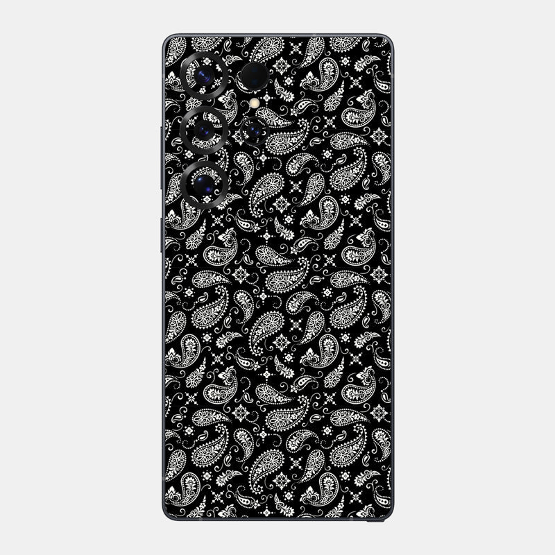 Black Paisley Glass Back