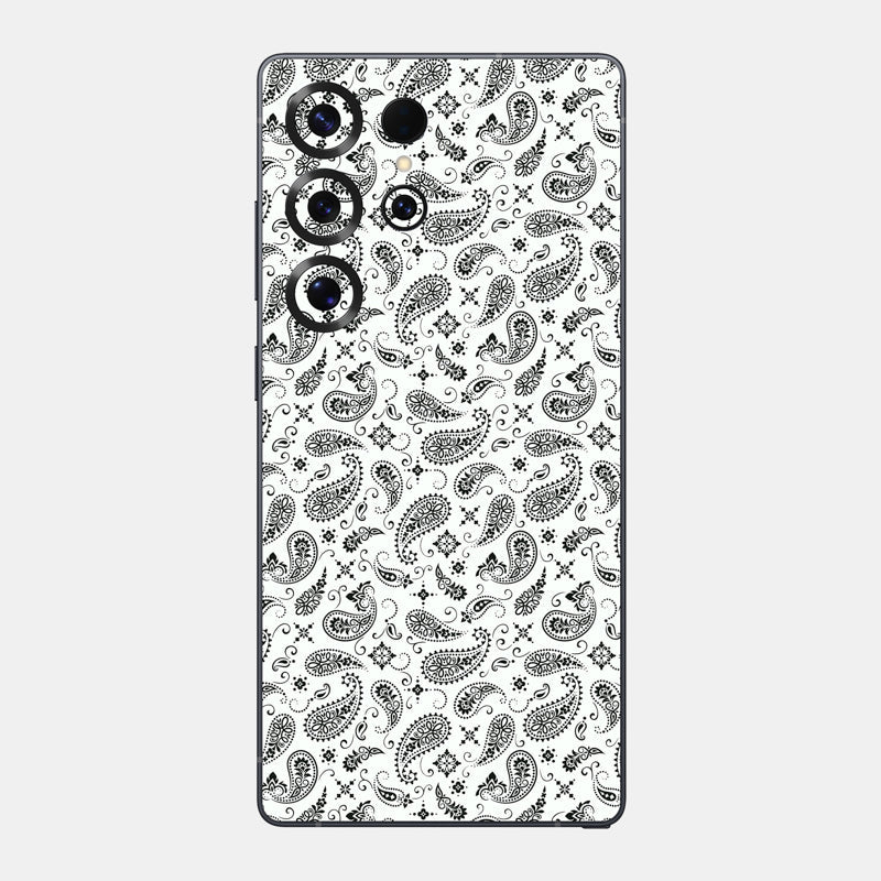 White Paisley Glass Back