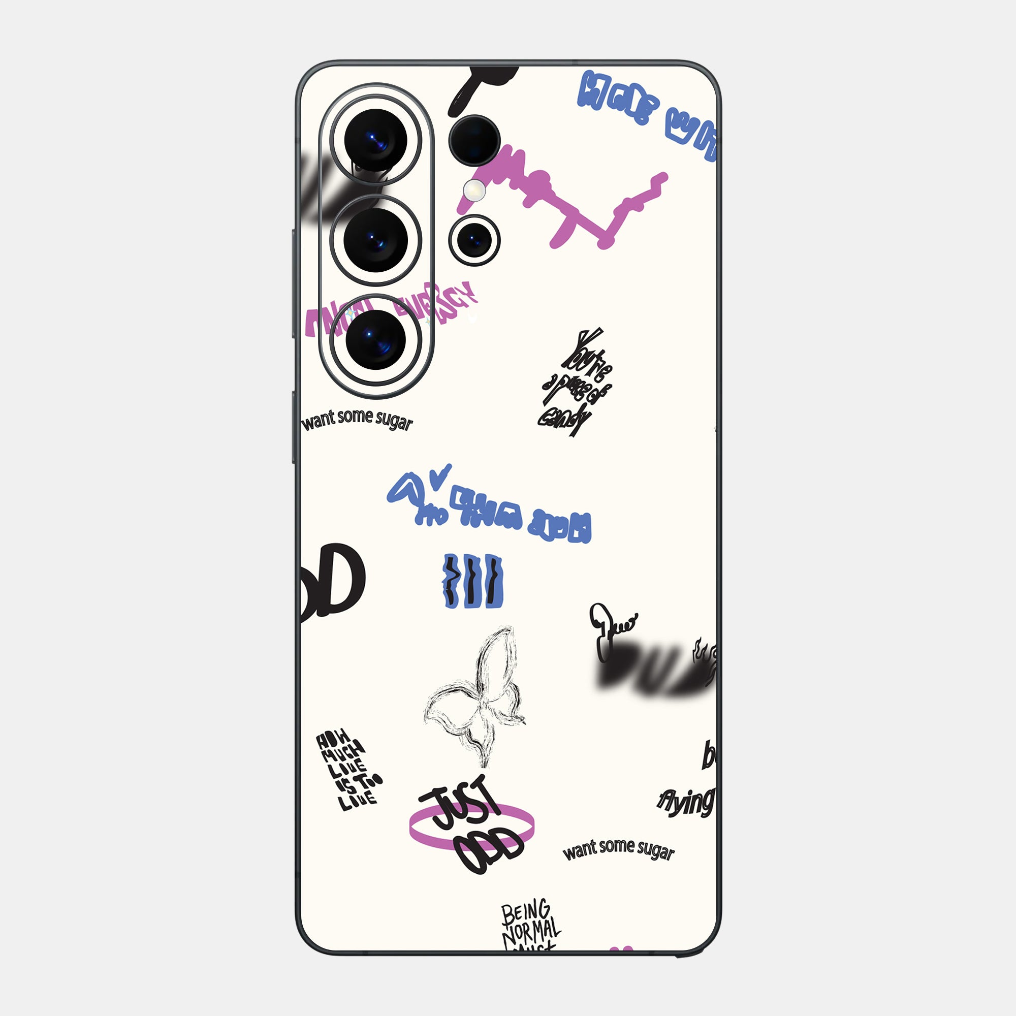 Beige Scribble Glass Back
