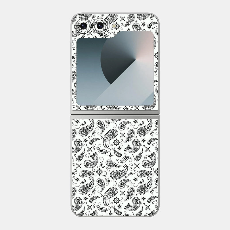 White Paisley Glass Back