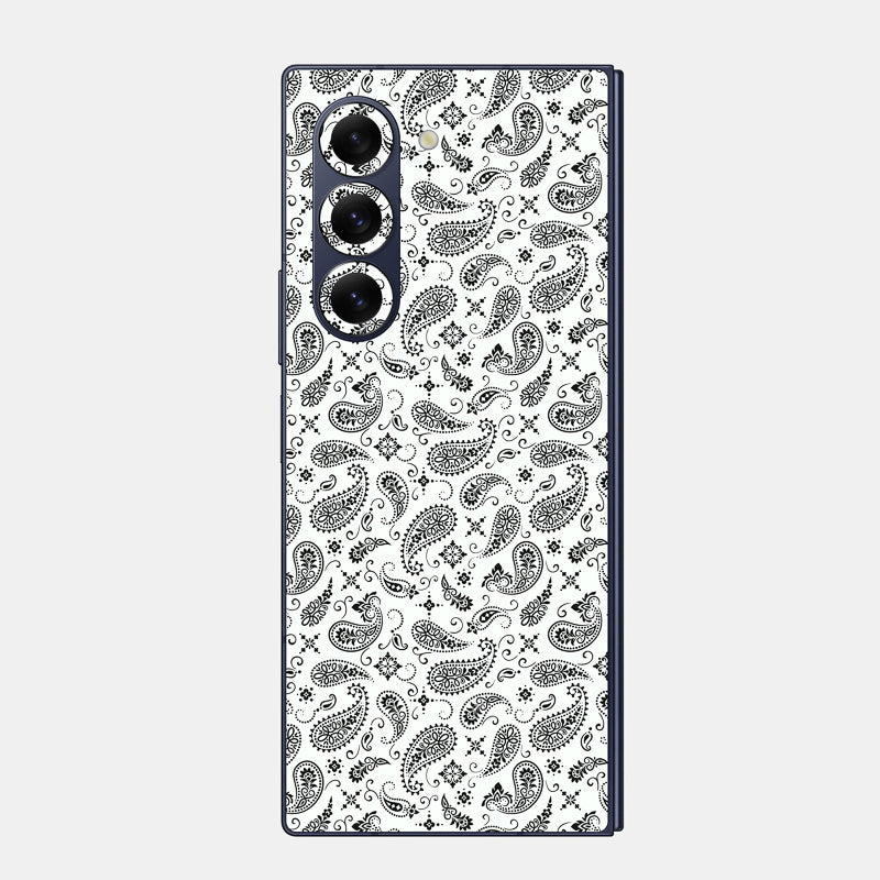 White Paisley Glass Back