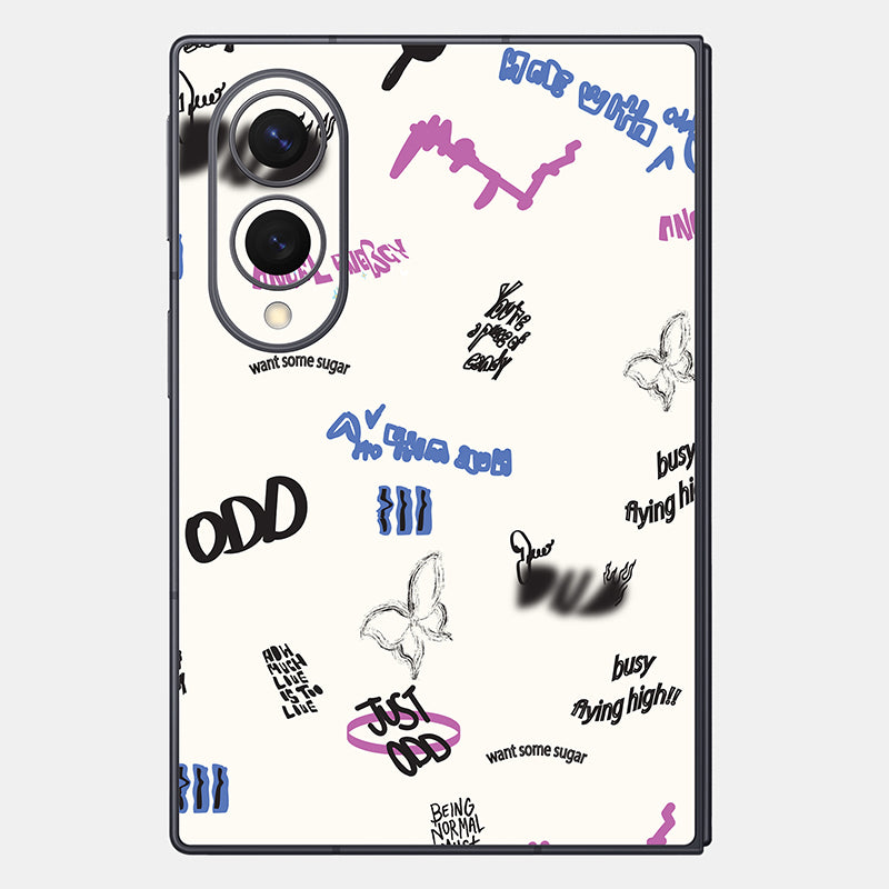 Beige Scribble Glass Back