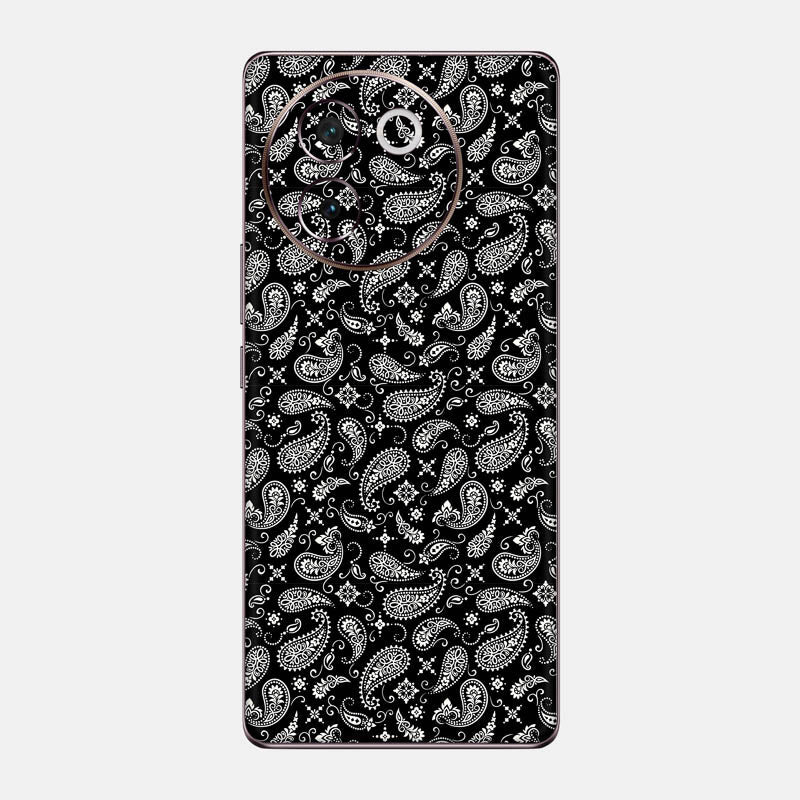 Black Paisley Glass Back