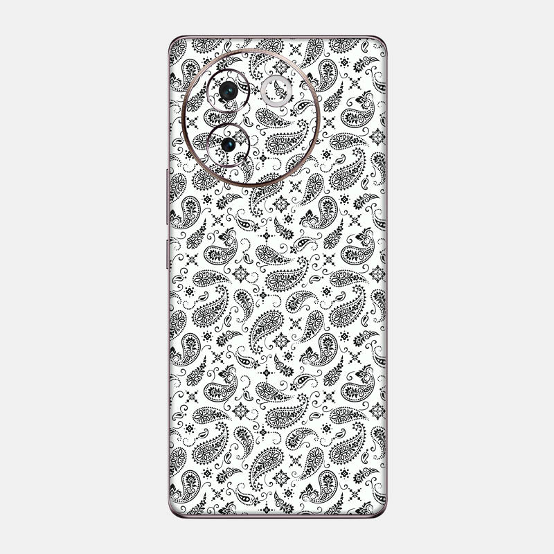 White Paisley Glass Back