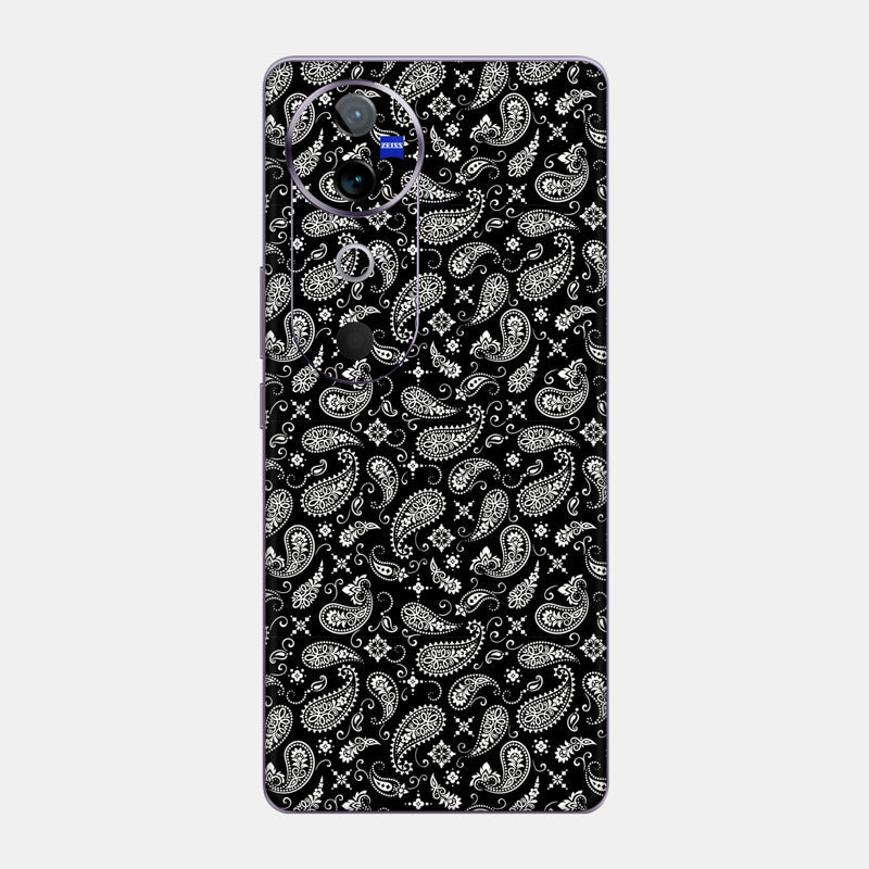 Black Paisley Glass Back