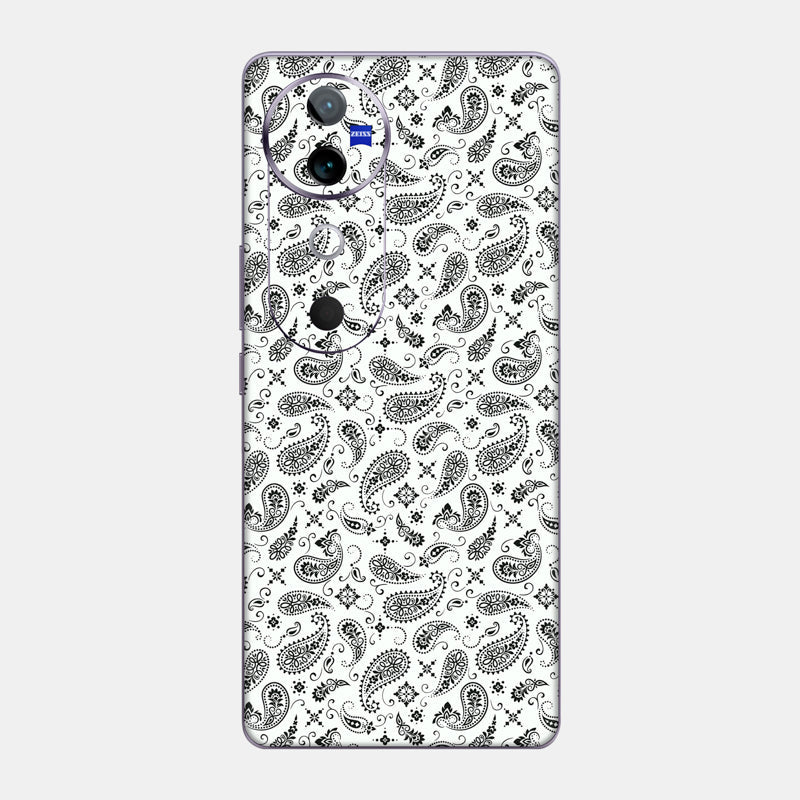 White Paisley Glass Back