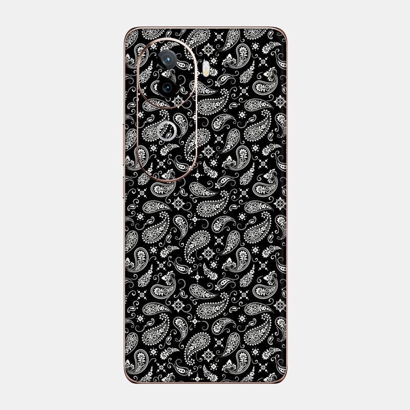 Black Paisley Glass Back