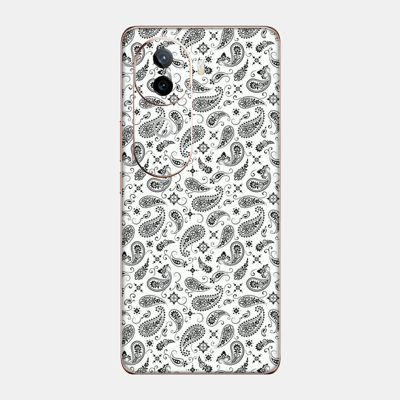 White Paisley Glass Back